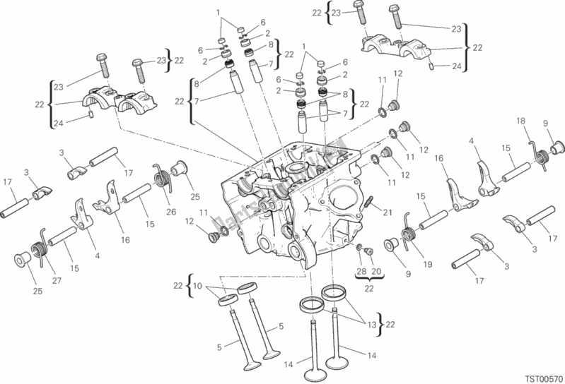 All parts for the Vertical Head of the Ducati Hypermotard 939 Thailand 2018